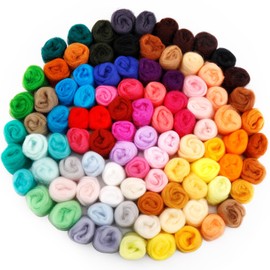 Doxiru 96 Pieces 10.2 oz Needle Felting Wool, 48 Colors Wool Roving Yarn, Fiber Wool Roving for Beginners, Hand Felting Supplies, 3 g/Pack