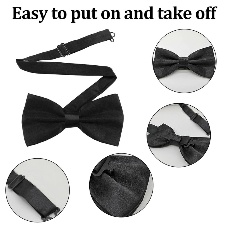 MADGININE Bow Tie 2 PCS Bow Ties for Men Adjustable