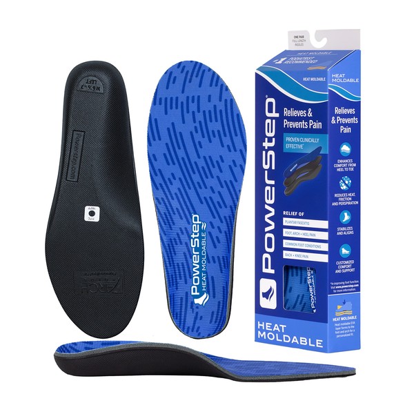 Powerstep unisex adult Archmolds Orthotic Insoles Heat Moldable Shoe Inserts for Maximum Cushioning and Full Support Physical Therapy Equipment At, Blue, Men s 9-9.5 Women 10.5-11 US