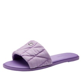 Coach Women's Quilted Denim Holly Sandal Flat, IRIS, 7