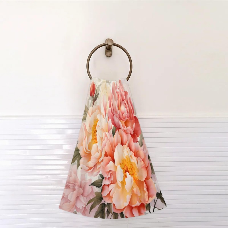 Sabokido 2 Piece Flower Roses Hand Towels Set Floral Peony