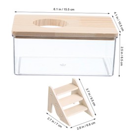 NOLITOY 1set Hamster Bath Box with Ladder Sand Dust Bath Container for Hamsters Gerbils and Chinchillas Promotes Natural Bathing Habits Easy Observation Small Animal Accessory