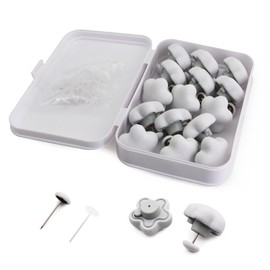 MQUPIN Duvet Pins 16 Set, Duvet Clips for Comforter Inside Duvet Fasteners, Soft Fabric Material Double Sided Duvet Cover Clips Duvet Insert Holder for Quilt, Cushions, Curtains (White-Flower)