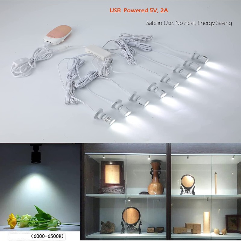 Cefrank Mini Spot Lights with Dimmer, 8 x 1W 360°