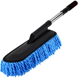 Tanlade 1 Pack Microfiber Car Duster Exterior Scratch Free with Extendable Handle Soft Car Duster Kit for Cleaning Dust Brush Set for Exterior Interior Cleaning Tools (Blue)