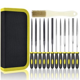 kapoua kapoua Small File Set, Needle Diamond Files 13PCS, 6pcs Jewlers Files & 6pcs Steel Files for Precision Metal File Work, Wood Files, Plastic Carving Tool with Steel Brush and Carry Case