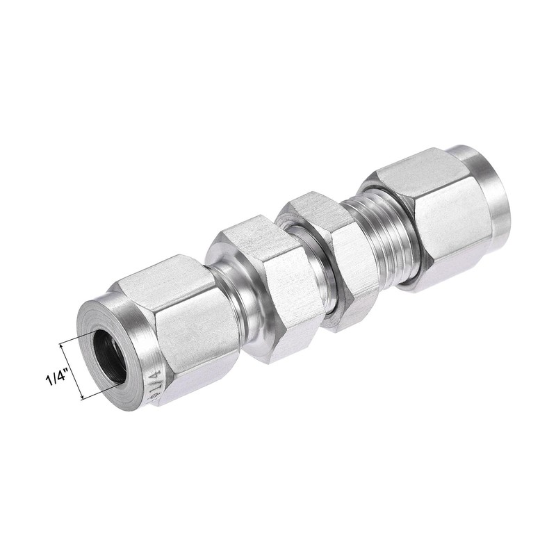 sourcing map Compression Tube Fitting 1/4" Tube OD x 1/4"