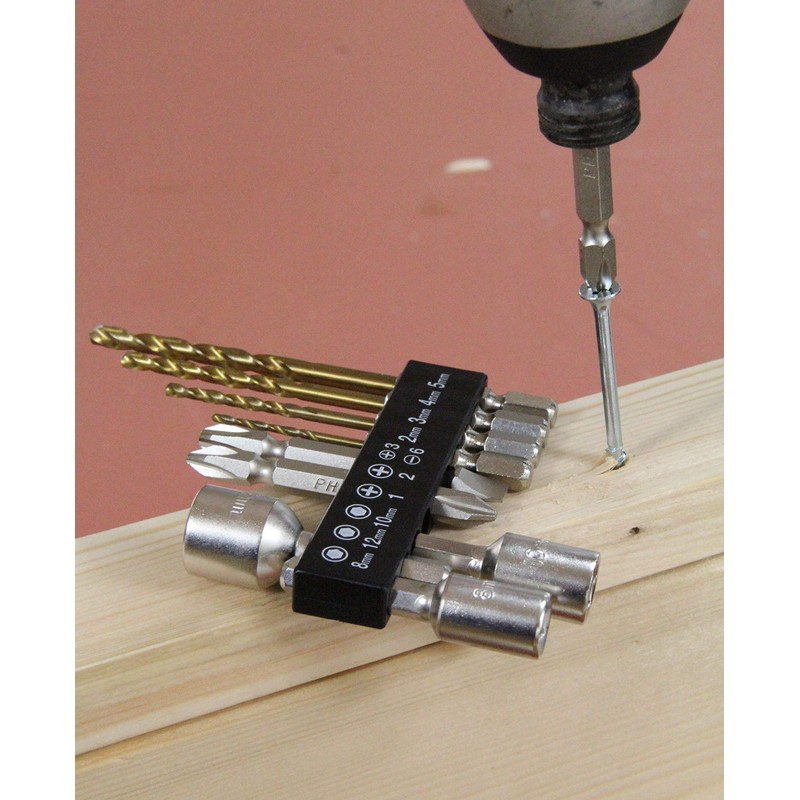 E-Value BS-3N Drill & Bit Set of 10 Hex Shaft,