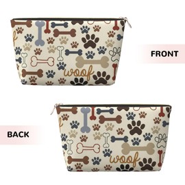 Dog Paw Prints Bones Travel Toiletry Bag for Women and Men, Water-Resistant Purse Zipper Makeup Cosmetic Pouch Bag Travel Organizer Wash Bag for Accessories,Toiletries