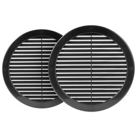 HVAC OV 2pack 8" Inch (Grille Dimensions) Black Plastic Round Vent Cover - HVAC Air Return Grille - Built-in Protection Screen - 9.5" Inch (External Dimensions)