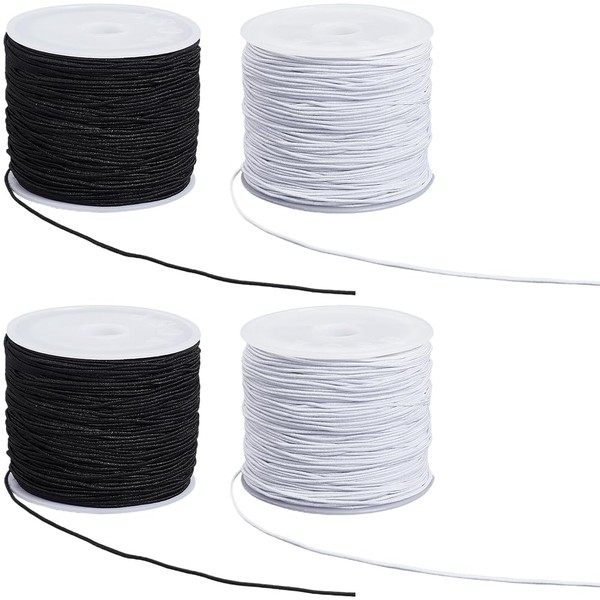 PONABEADIY 4 Rolls 0.6 MM Elastic Stretch String Cords Round