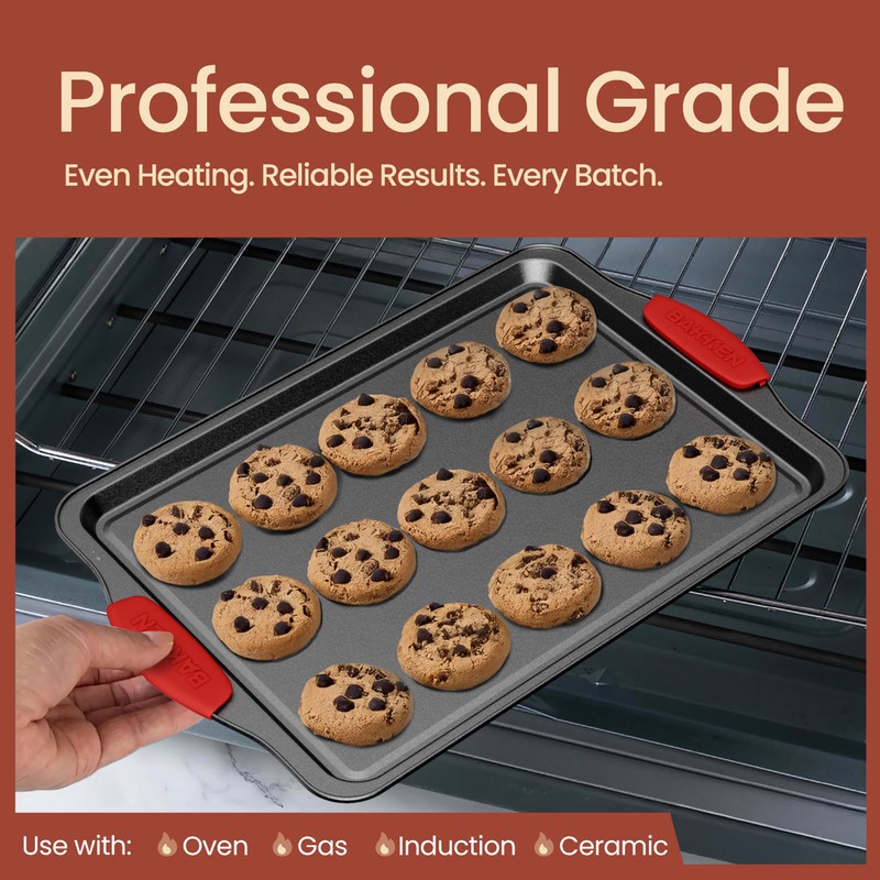 BAKKENMASTER 18-Piece Kitchen Oven Baking Set: Nonstick Gray Marble Coating,