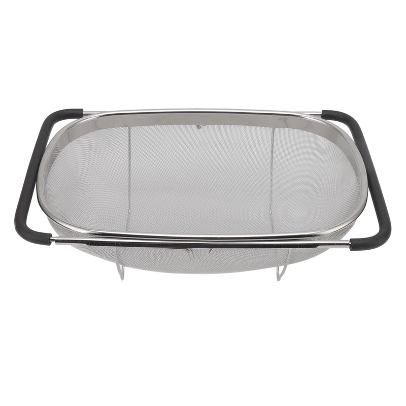 Over The Sink Colander Stainless Steel Telescopic Strainer Basket Rubber