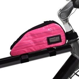 RIDENOW Bicycle Bag Frame Bag Made of Recycled TPU Tubes and Rubber Hoses, Slim Waterproof Lightweight Triangle Bag Tube Bag Top Tube Bag for Gravel Bike MTB Road Bike Pink