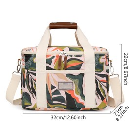 Nanxson Large Insulated Lunch Bag for Women Adult Reusable Leakproof Picnic Lunch Box Freezable Cooler Tote Bag (15L,A-Green Leaves)