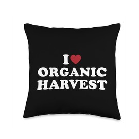 I Love Organic Harvest, Heart Organic Harvest Throw Pillow, 16x16, Multicolor
