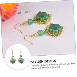 Beavorty 1 Pair Creative Retro Ear Pendants for Women Handcrafted East Jade Jewelry Elegant Fashion Earrings for Parties and Daily Wear Quality Ear Jewelry Decor