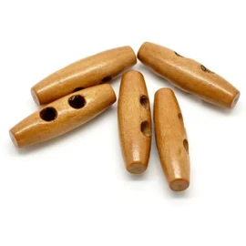 Pack of 10 4cm Toggles Buttons 40mm Golden Wooden, for Sewing Knitting Aran Duffle Coat