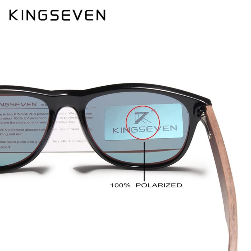 KINGSEVEN Wooden Sunglasses Polarised for Men Women Retro Vintage Mirrored