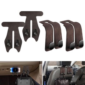 NHHEO Car Hook for Headrest Co-Pilot Glovebox 4 Pcs Universal Vehicle Bag Umbrella Handbag Coat Hooks(Brown)
