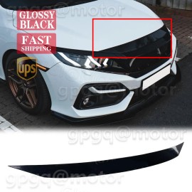 For Honda Civic 2016-2021 Gloss Black Front Bumper Hood Upper Trim Cover Garnish