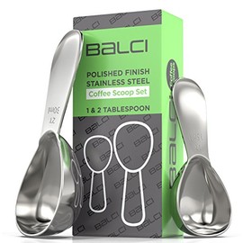 BALCI - Stainless Steel Coffee Scoop Set (1&2 Tablespoon, 15ml and 30ml) Exact Measuring Spoons for Coffee, Tea, Sugar, Flour and More!