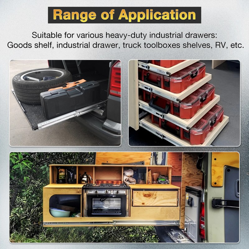 YENUO Heavy Duty Locking Drawer Slides 68kg Lbs - Full
