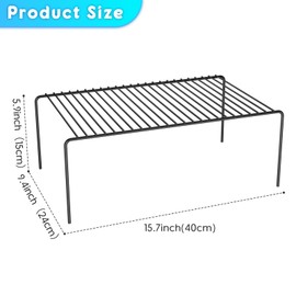 DPZM Large(15.7 x 9.4 inch)Black Cabinet Storage Shelf Rack Set of 2, Rustproof Metal Wire Kitchen Counter Organizers and Storage, Spice Organization for Cabinet, Plate, Dish, Pantry, Bathroom, Fridge