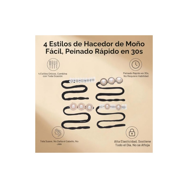 4 piezas de esponja mágica para moños de pelo con