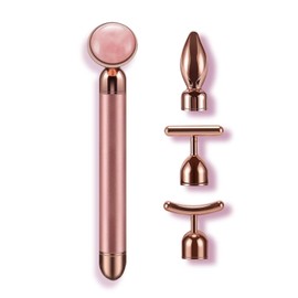 Beauskin 4 in 1 Facial, 4 in 1 Vibration, 6,000 Times, Facial Device, Small Facial Cleaning, Warm, Multi-functional, Moisturizing Care, Face & Neck, Facial Roller, Compact, Lightweight, Convenient, Easy to Carry, Storage Bag Included, For Faces, Hands, A