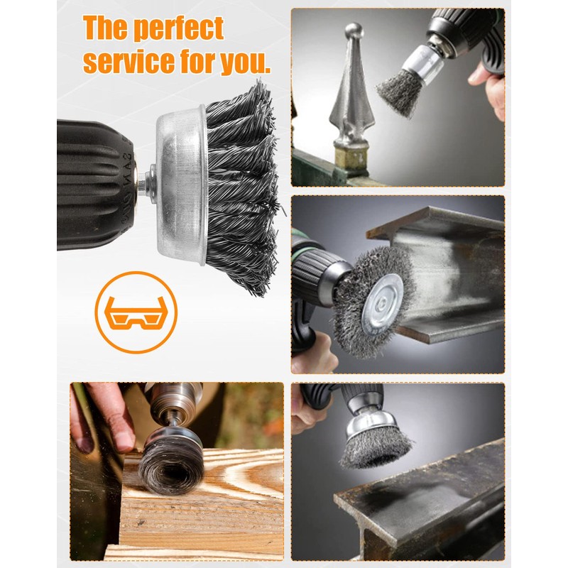 WENHUALI 5 Pcs Drill Wire Brush Set, Heavy Duty Wire
