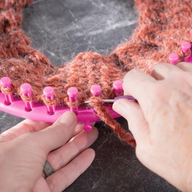 Relaxdays Knitting Ring Set, 4 Knitting Frames, Knitting Set Children & Adults, Hat & Scarf, Diameter 28 cm, 24 cm, 19 cm, 14 cm, Colourful