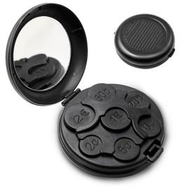 aeloer Coin Organizer, Portable Coin Organizer for Car with Mirror, Coin Case Holder for Storage, Pocket Coin Changer Dispenser, Compact Coin Holders(Black)