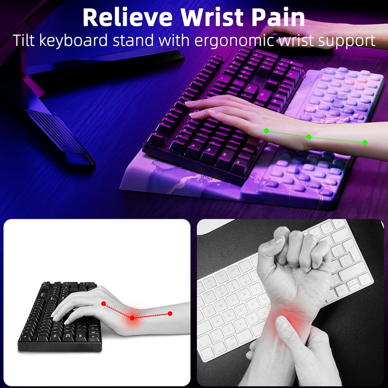 Ospelelf Computer Keyboard Stand Tilt with Wrist Rest, Comfy Ergonomic
