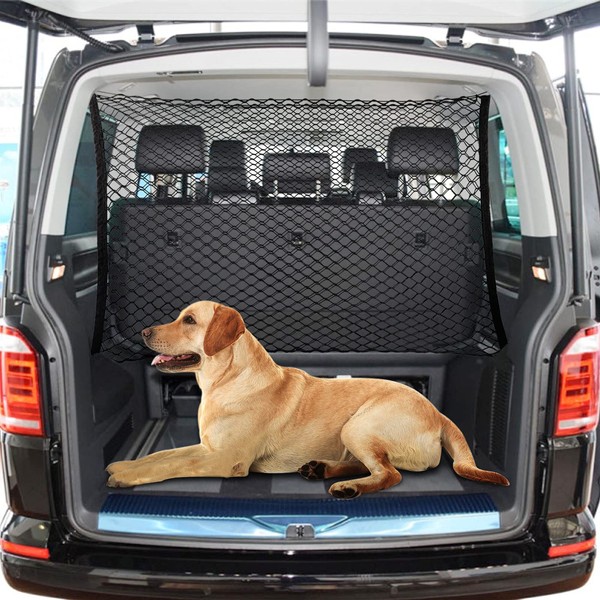 Dog Car Barrier, Pet Car Divider Back Seat Barrier Net, Adjustable, Easy to Install, Convenient for Air Conditioning, Safety Travel Car Accessories for SUV, Vans, Trucks, 47.24x33.85 Inch