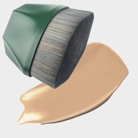 Makeup Brush, Foundation Brush, High Density, Flat Top, Flawless Makeup Brush, Face Brush, Foundation Brush for Liquids, Cream Concealer with Portable Case, Green