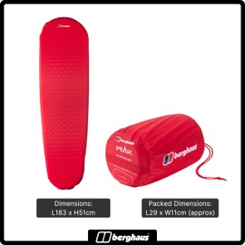 Berghaus Ultra-Lightweight Peak Self-Inflating Sleeping Mat, Single Air Mattress for Camping, Ideal for Hiking, Backpacking and Wild Camping, Sleeping Equipment, Camping Equipment