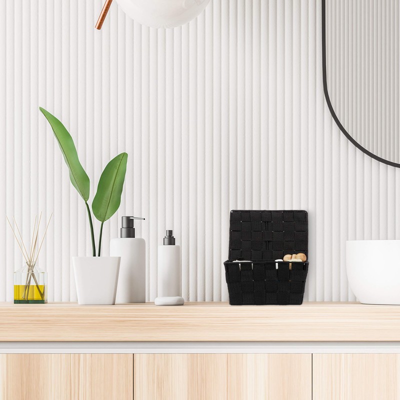 Relaxdays Storage Basket with Lid, Wicker Look, Bathroom Organiser, H