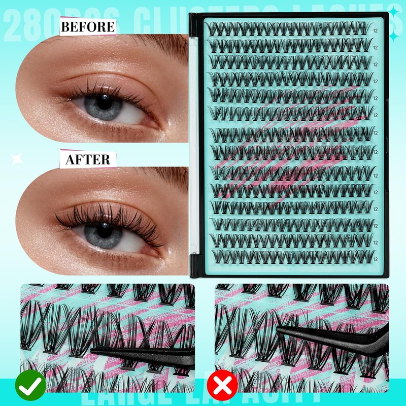 Wispy Eyelash Cluster Eyelash Extensions, 40D Cluster Eyelashes, Individual Eyelashes,