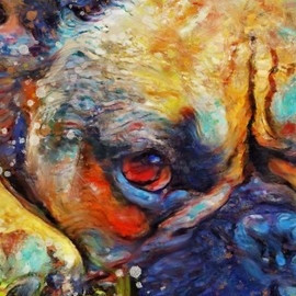 French Bulldog Dog Wall Art Décor, Frenchie Dog Memorial, Abstract Frenchy Dog Picture Gift Choice of Sizes Hand Signed by Dog Portrait Artist Oscar Jetson. (a4)