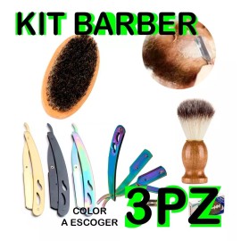 Mafab Kit 3pz Cuidado De Barba Cepillo - Porta Navaja - Brocha