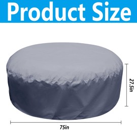 Adnee 75×27.5 Inch Round Hot Tub Full Cover Cap Protector - Full Coverage Hot Tub Covers Replacement - Waterproof Portable Overall Spa Safety Protector for Outdoor Hot Tubs