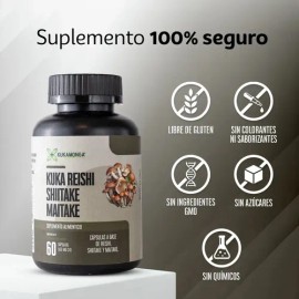 Reishi  Shiitake  Maitake l Adaptógeno Natural l Apoya el Bienestar Mental e Inmunológico  60 Cápsulas  Mezcla de Hongos Medicionales  Kukamonga      