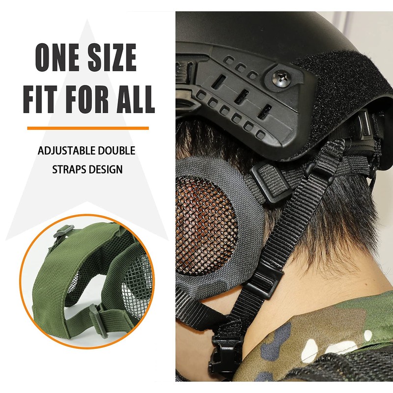 Aoutacc Airsoft Protective Gear Set, Half Face Mesh Masks with