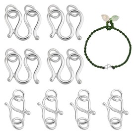 PH PandaHall 8pcs 2 Styles 925 Sterling Silver S Hook Clasps M Hook Clasp with Jump Rings Necklace Clasp Jewelry Connector Clasps Metal Necklace Shortener for Choker Bracelet Jewelry DIY Crafts Making