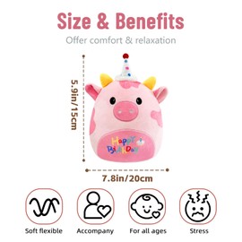 POPOYU 20cm Milk Cow Plush Pillow Toys,3D Cute Stuffed Dairy Cow Pillow Doll Squishy Cotton Plushies Doll,Super Soft Toy Gift for Kids Girls Birthday Present Kids Collection Home Decoration