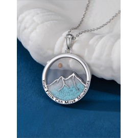 Dorunmo Mustard Seed Necklace 925 Sterling Silver Mustard Seed Mountain Turquoise Pendant Necklace Your Faith Can Move Mountain Jewelry Gifts for Women