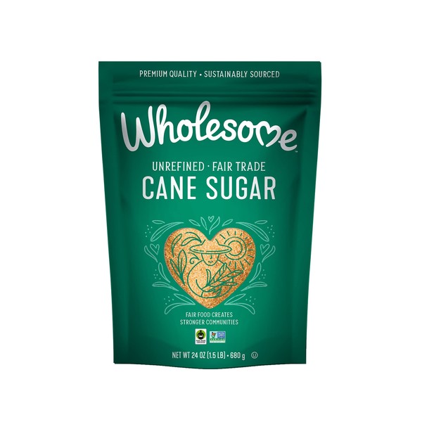 Wholesome Natural Cane Sugar, Fair Trade, Unrefined, Non GMO & Gluten Free, 1.5 Pound (Pack of 6)