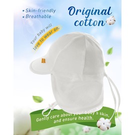 FURTALK Baby Toddler Sun Hat UPF 50+ UV Protection Girls & Boys Summer Cap Kids Beach Hat with Adjustable Chin Strap and Neck Flaps, White