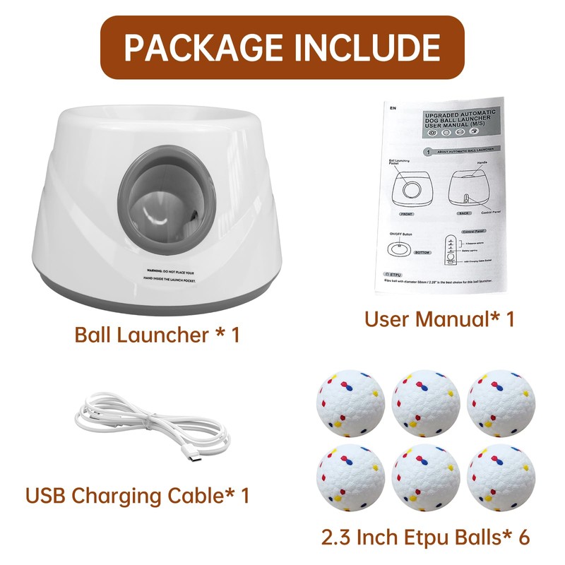 ZAPELL Automatic Ball Launcher for Dogs with 6 ETPU Balls,